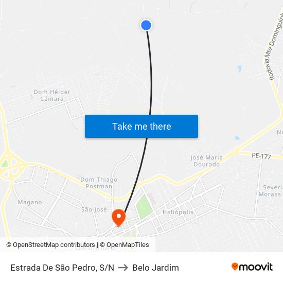 Estrada De São Pedro, S/N to Belo Jardim map
