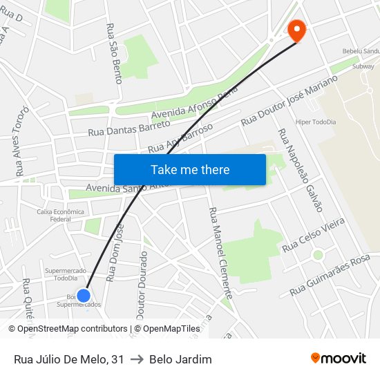 Rua Júlio De Melo, 31 to Belo Jardim map