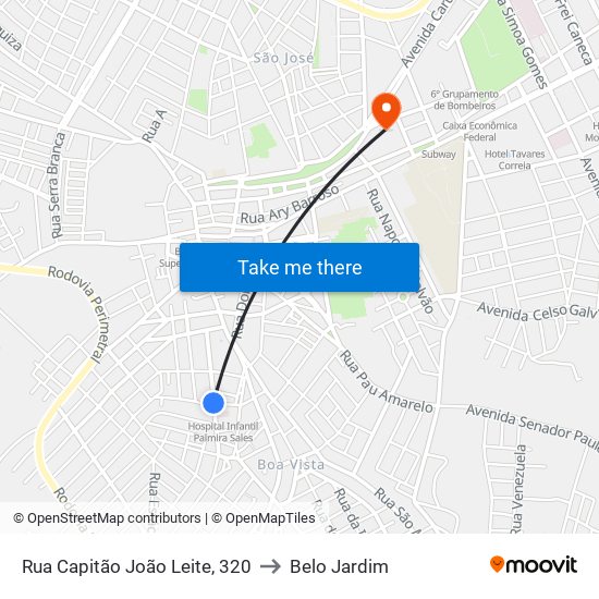 Rua Capitão João Leite, 320 to Belo Jardim map