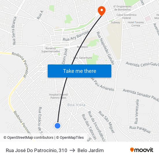 Rua José Do Patrocínio, 310 to Belo Jardim map