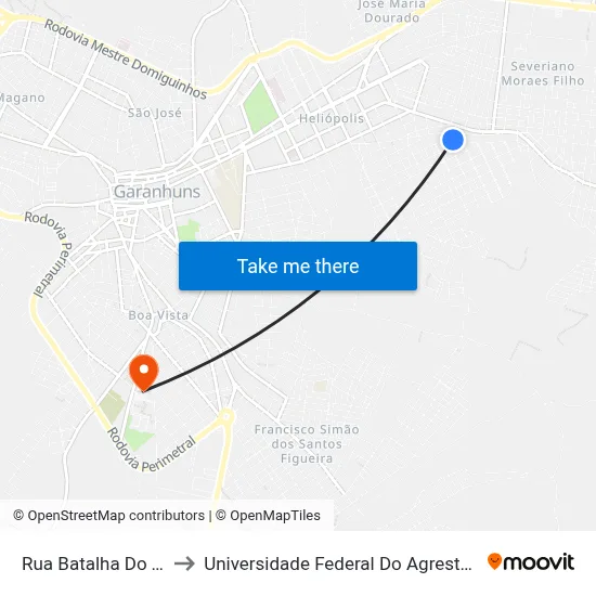 Rua Batalha Do Tuiuti 482 to Universidade Federal Do Agreste De Pernambuco map