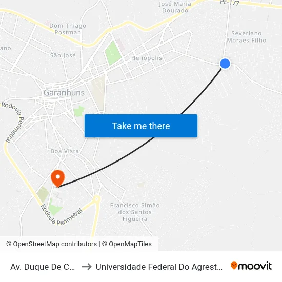 Av. Duque De Caxias, 759 to Universidade Federal Do Agreste De Pernambuco map
