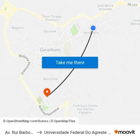 Av. Rui Barbosa, 1061 to Universidade Federal Do Agreste De Pernambuco map