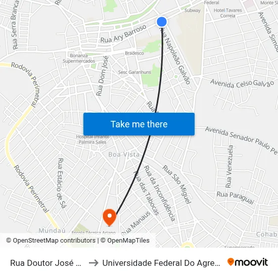 Rua Doutor José Mariano, 522 to Universidade Federal Do Agreste De Pernambuco map