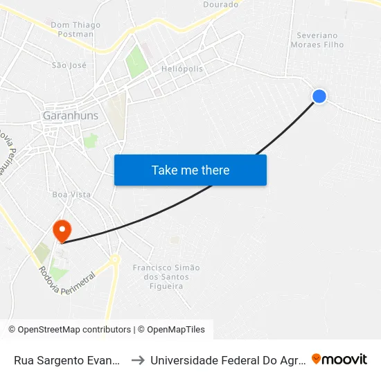Rua Sargento Evandro Marcílio, 326 to Universidade Federal Do Agreste De Pernambuco map