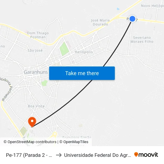 Pe-177 (Parada 2 - Sentido Centro) to Universidade Federal Do Agreste De Pernambuco map