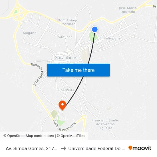 Av. Simoa Gomes, 217 | Hospital Dom Moura to Universidade Federal Do Agreste De Pernambuco map