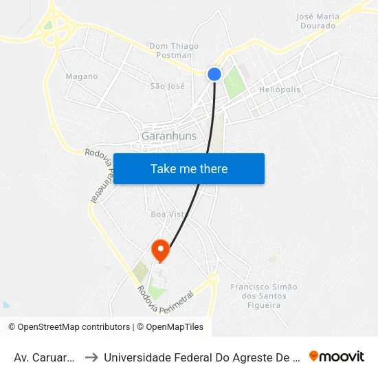 Av. Caruaru, 515 to Universidade Federal Do Agreste De Pernambuco map