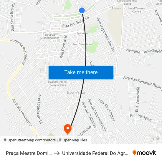 Praça Mestre Dominguinhos, 101 to Universidade Federal Do Agreste De Pernambuco map