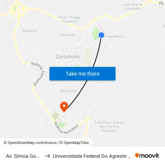 Av. Simoa Gomes, 504 to Universidade Federal Do Agreste De Pernambuco map