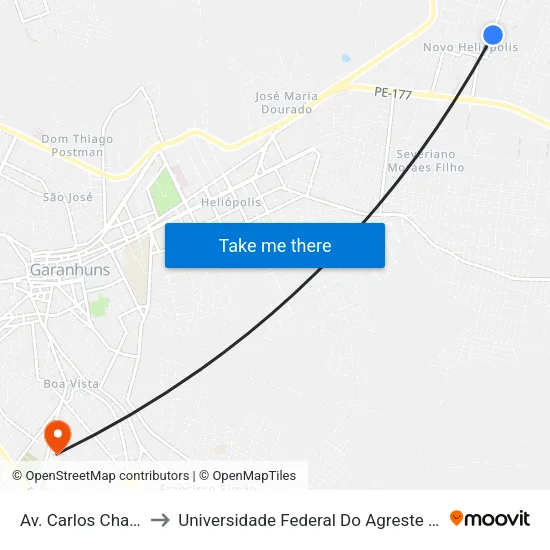 Av. Carlos Chagas, 241 to Universidade Federal Do Agreste De Pernambuco map