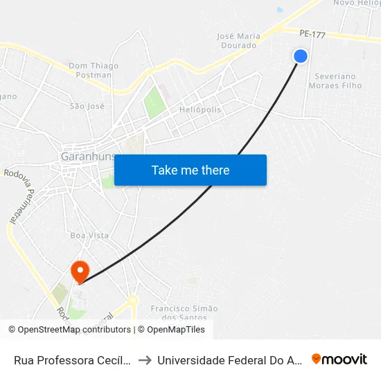 Rua Professora Cecília Rodrigues, 642a to Universidade Federal Do Agreste De Pernambuco map