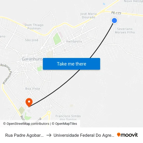 Rua Padre Agobar Valença, 850 to Universidade Federal Do Agreste De Pernambuco map