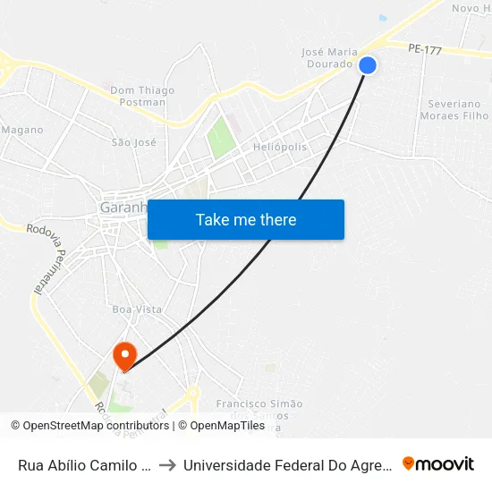 Rua Abílio Camilo Valença, 474 to Universidade Federal Do Agreste De Pernambuco map
