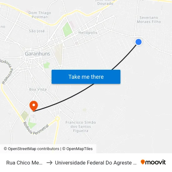 Rua Chico Mendes, 38 to Universidade Federal Do Agreste De Pernambuco map