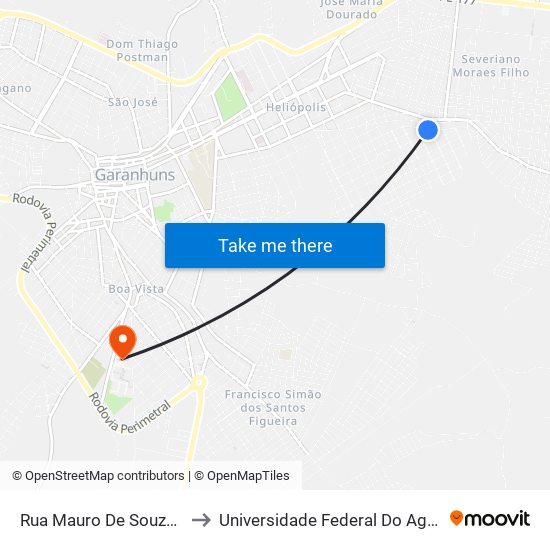 Rua Mauro De Souza Lima Filho, 601 to Universidade Federal Do Agreste De Pernambuco map