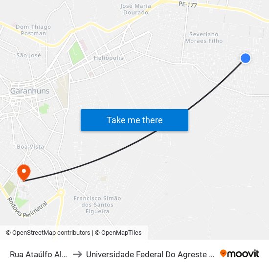 Rua Ataúlfo Alves, 271 to Universidade Federal Do Agreste De Pernambuco map