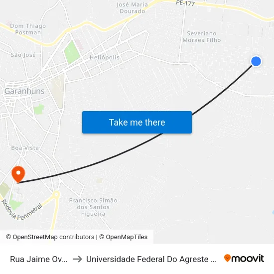 Rua Jaime Ovale, 608 to Universidade Federal Do Agreste De Pernambuco map