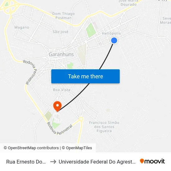 Rua Ernesto Dourado, 839 to Universidade Federal Do Agreste De Pernambuco map