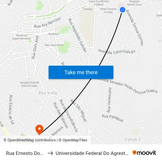 Rua Ernesto Dourado, 403 to Universidade Federal Do Agreste De Pernambuco map