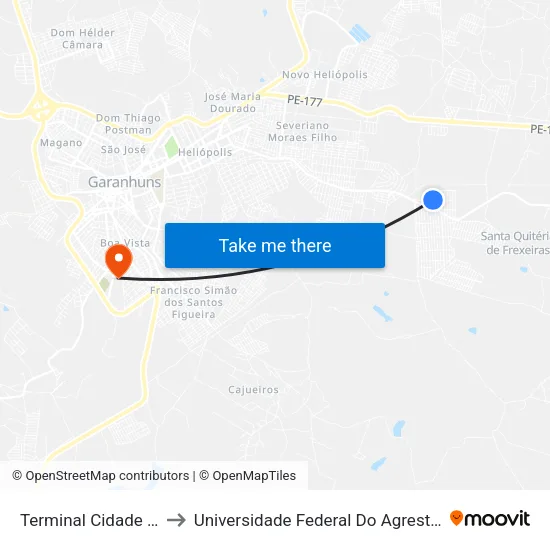 Av. Cidade Das Flores to Universidade Federal Do Agreste De Pernambuco map
