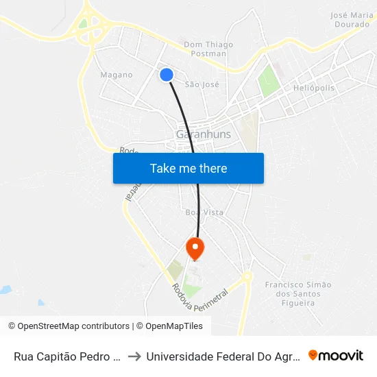 Rua Capitão Pedro Rodrigues, 195 to Universidade Federal Do Agreste De Pernambuco map