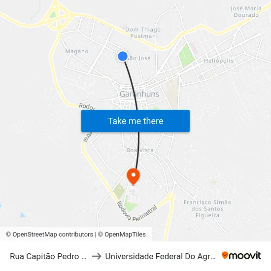 Rua Capitão Pedro Rodrigues, 120 to Universidade Federal Do Agreste De Pernambuco map