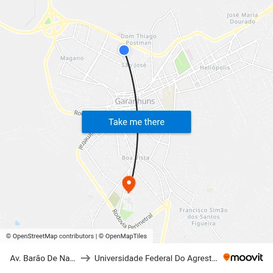 Av. Barão De Nazaré, 1415 to Universidade Federal Do Agreste De Pernambuco map