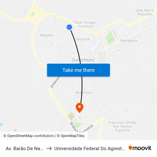 Av. Barão De Nazaré, 1227 to Universidade Federal Do Agreste De Pernambuco map