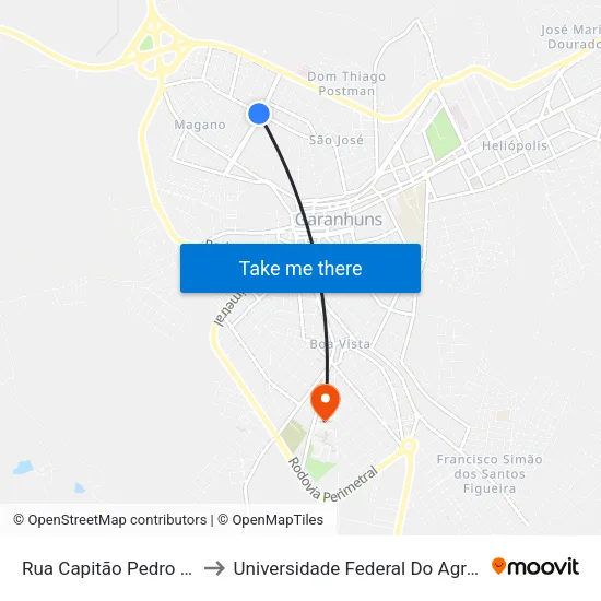 Rua Capitão Pedro Rodrigues, 399 to Universidade Federal Do Agreste De Pernambuco map