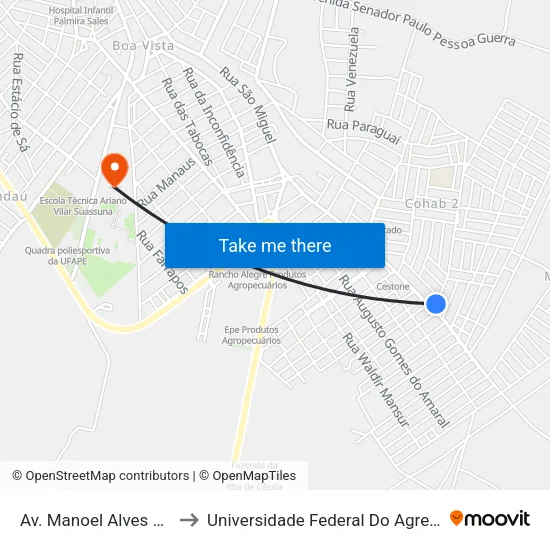 Av. Manoel Alves Machado, 764 to Universidade Federal Do Agreste De Pernambuco map