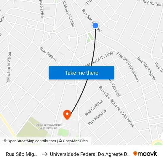 Rua São Miguel, 447 to Universidade Federal Do Agreste De Pernambuco map