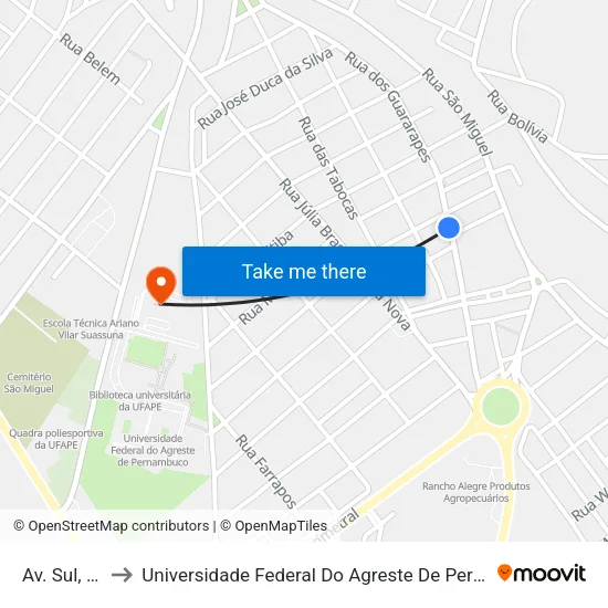 Av. Sul, 684 to Universidade Federal Do Agreste De Pernambuco map