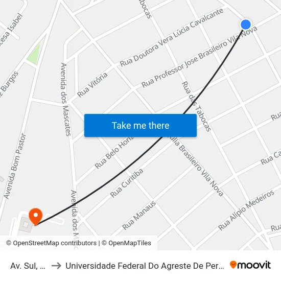 Av. Sul, 326 to Universidade Federal Do Agreste De Pernambuco map
