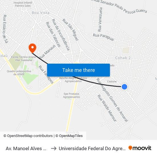 Av. Manoel Alves Machado, 763 to Universidade Federal Do Agreste De Pernambuco map