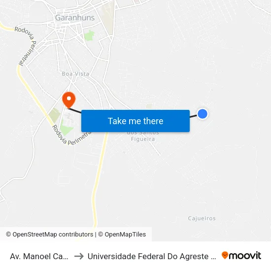 Av. Manoel Camelo, 71 to Universidade Federal Do Agreste De Pernambuco map