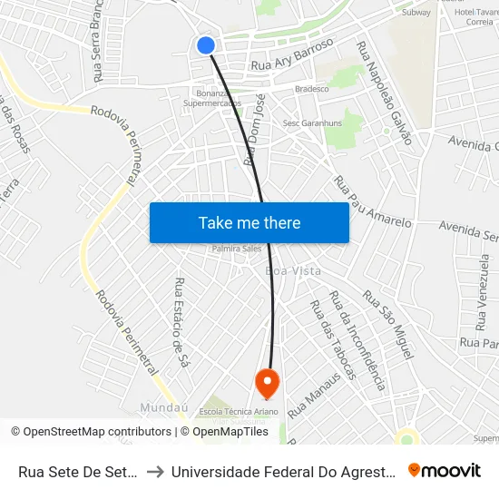 Rua Sete De Setembro, 37 to Universidade Federal Do Agreste De Pernambuco map