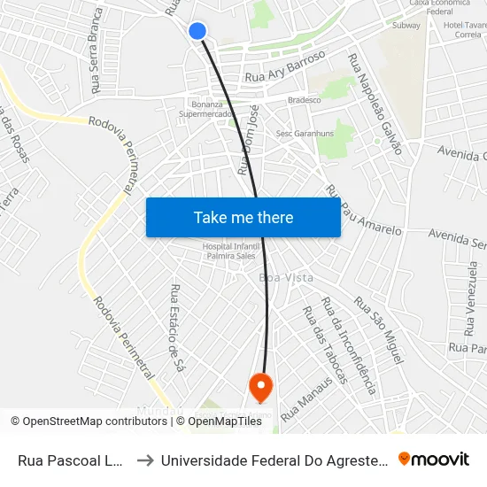 Rua Pascoal Lopes, 117 to Universidade Federal Do Agreste De Pernambuco map
