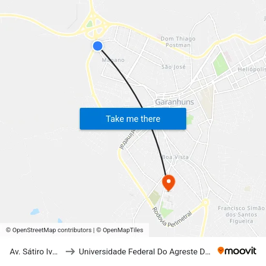 Av. Sátiro Ivo, 1087 to Universidade Federal Do Agreste De Pernambuco map