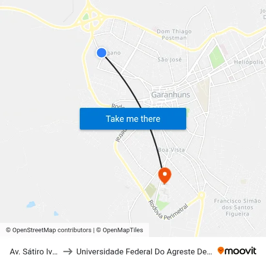 Av. Sátiro Ivo, 823 to Universidade Federal Do Agreste De Pernambuco map