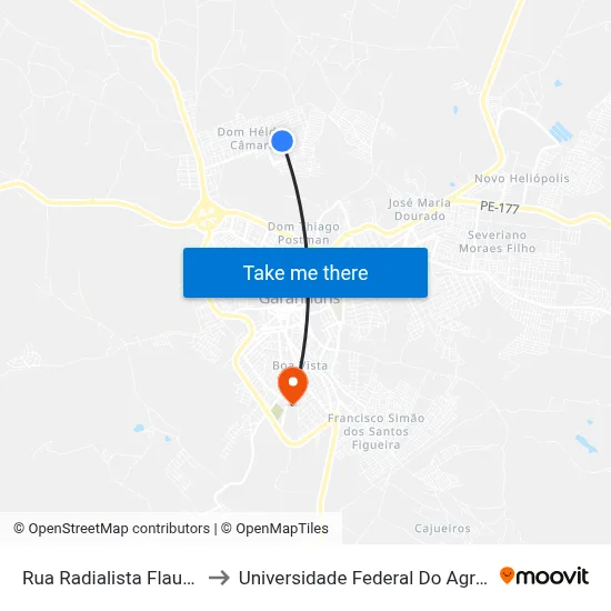 Rua Radialista Flauberto Elias, 475 to Universidade Federal Do Agreste De Pernambuco map