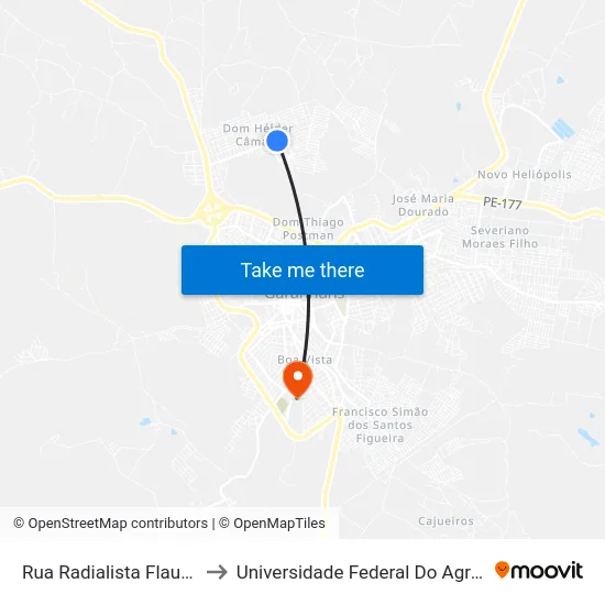 Rua Radialista Flauberto Elias, 299 to Universidade Federal Do Agreste De Pernambuco map