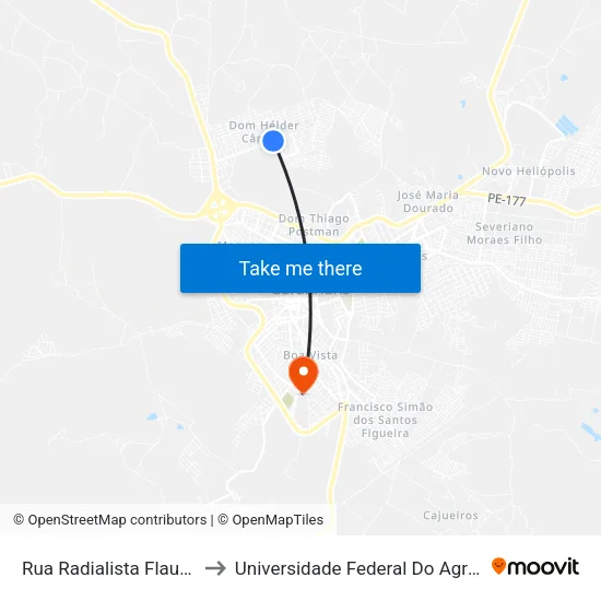 Rua Radialista Flauberto Elias, 696 to Universidade Federal Do Agreste De Pernambuco map