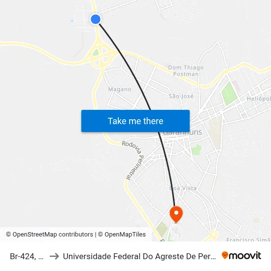 Br-424, 396 to Universidade Federal Do Agreste De Pernambuco map