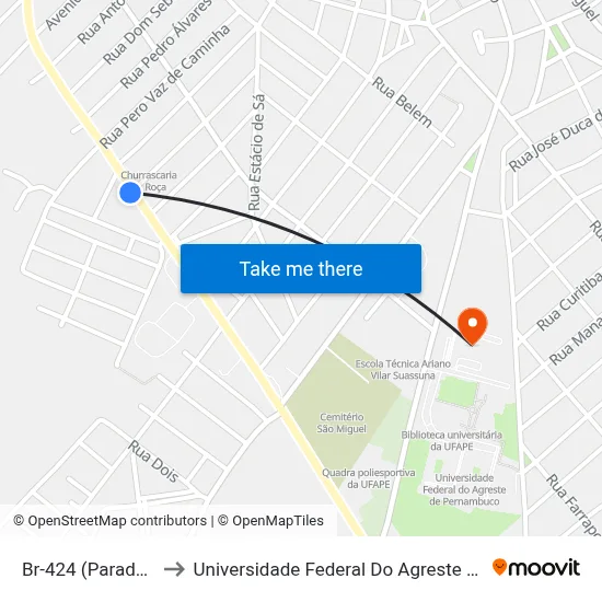 Br-424 (Parada 1), S/N to Universidade Federal Do Agreste De Pernambuco map