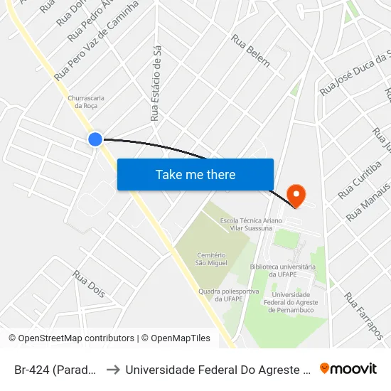 Br-424 (Parada 2), S/N to Universidade Federal Do Agreste De Pernambuco map