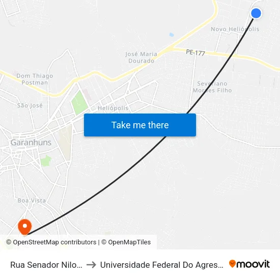 Rua Senador Nilo Coelho, 80 to Universidade Federal Do Agreste De Pernambuco map