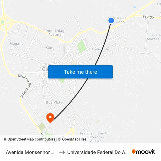 Avenida Monsenhor Arruda Câmara, 197 to Universidade Federal Do Agreste De Pernambuco map