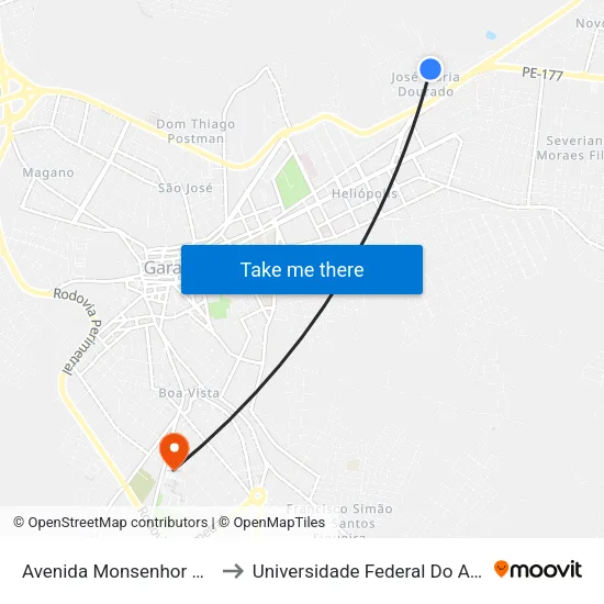 Avenida Monsenhor Arruda Câmara, 597 to Universidade Federal Do Agreste De Pernambuco map