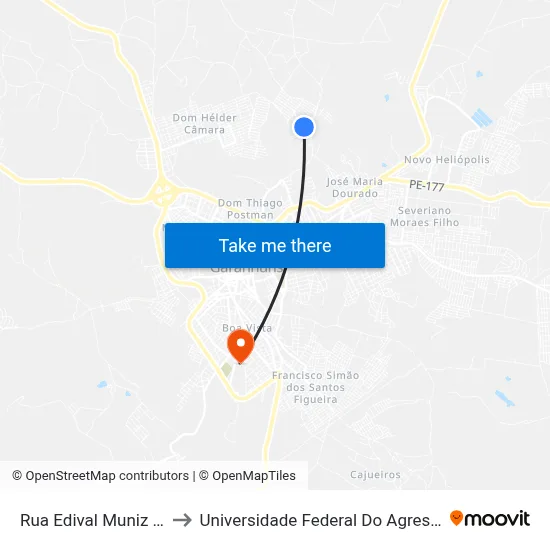 Rua Edival Muniz Barreto 337 to Universidade Federal Do Agreste De Pernambuco map